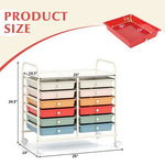 12 Drawers Rolling Storage Cart for Home and Office-Transparent