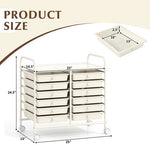 12 Drawers Rolling Storage Cart for Home and Office-Transparent