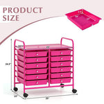 12 Drawers Rolling Storage Cart for Home and Office-Transparent