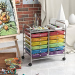 12 Drawers Rolling Storage Cart for Home and Office-Transparent