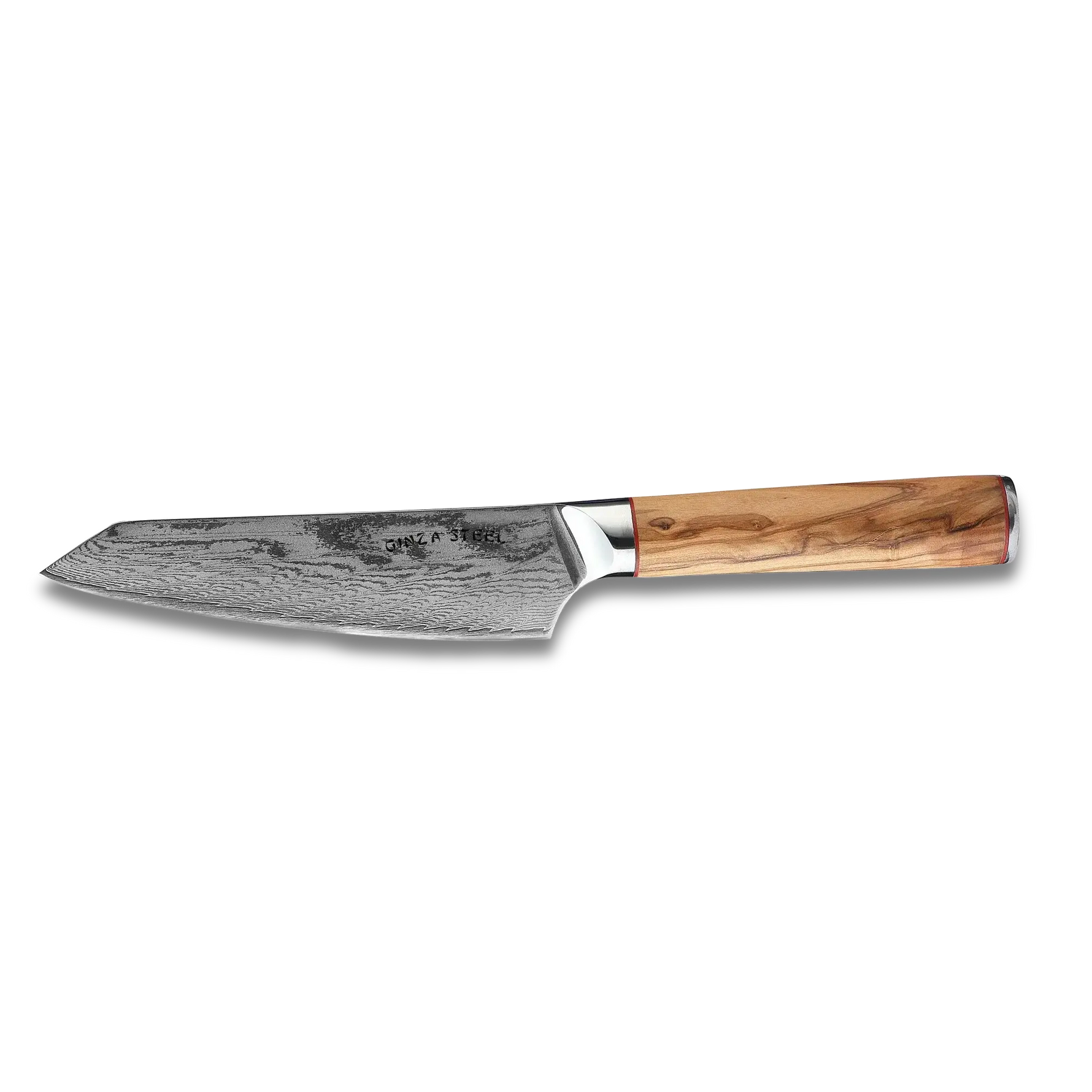 Ginza Steel MIA 17 Chef Knife 6.5” – Damascus AUS10 Steel, 67-Layer, Olive Wood Handle