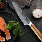 Ginza Steel MIA 17 Chef Knife 6.5” – Damascus AUS10 Steel, 67-Layer, Olive Wood Handle