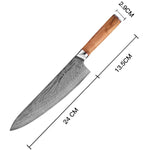 Ginza Steel MIA 24 Chef Knife 9” – Damascus AUS10, 67-Layer, Olive Wood Handle