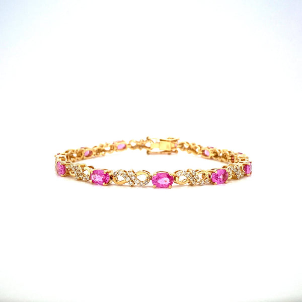 Pink Sapphire Bracelet in 14K Yellow Gold - KGD 41383