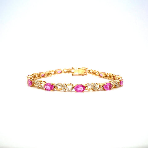 Pink Sapphire Bracelet in 14K Yellow Gold - KGD 41383