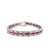 Ruby and Diamond Bracelet in 14K White Gold - KGD 41409