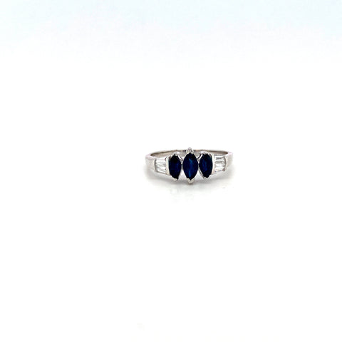 Sapphire and Diamond Ring in 14K White Gold - KGR 16748