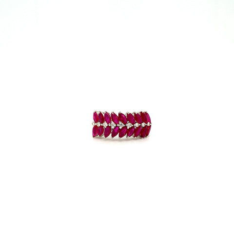 Ruby and Diamond Ring in 14K White Gold - KGR 16777