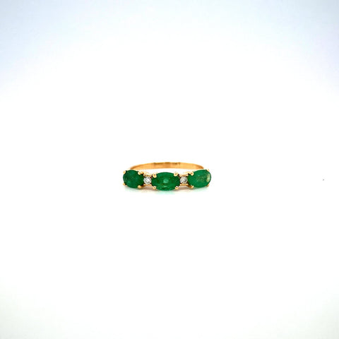 Emerald and Diamond Ring in 14K Yellow Gold - KGR 17132