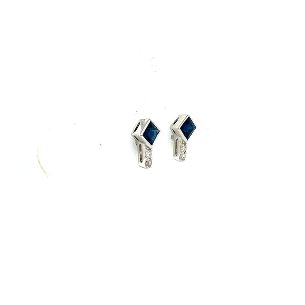 Sapphire and Diamond Earrings in 14K White Gold - KGT 33316
