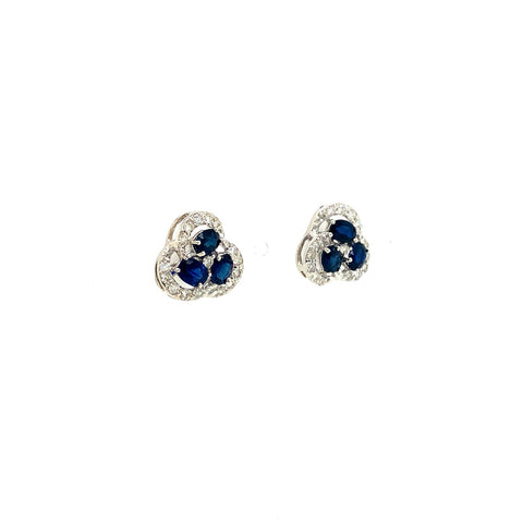 Sapphire and Diamond Earrings in 14K White Gold - KGT 33388