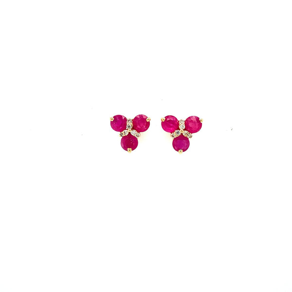 Ruby and Diamond Earring in 14K Yellow Gold - KGT 33498