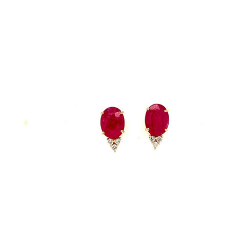 Ruby and Diamond Earring in 14K Yellow Gold - KGT 33501