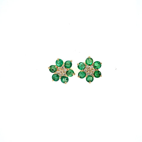 Emerald and Diamond Earring in 14K Yellow Gold - KGT 33520