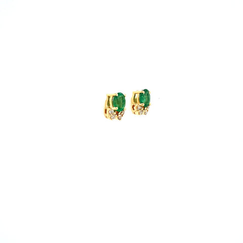 Emerald and Diamond Earring in 14K Yellow Gold - KGT 33537