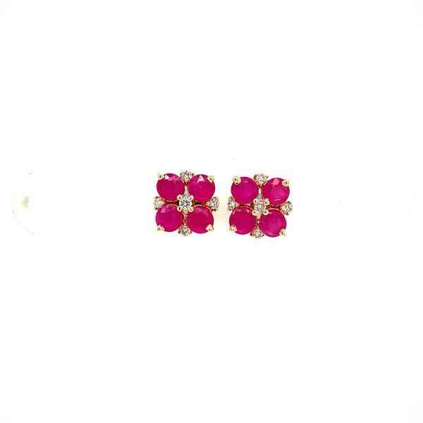 Ruby and Diamond Earring in 14K Yellow Gold - KGT 33540
