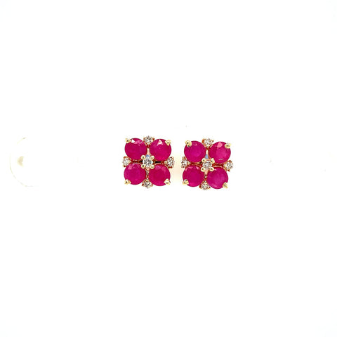 Ruby and Diamond Earring in 14K Yellow Gold - KGT 33540