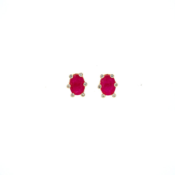 Ruby and Diamond Earring in 14K Yellow Gold - KGT 33558