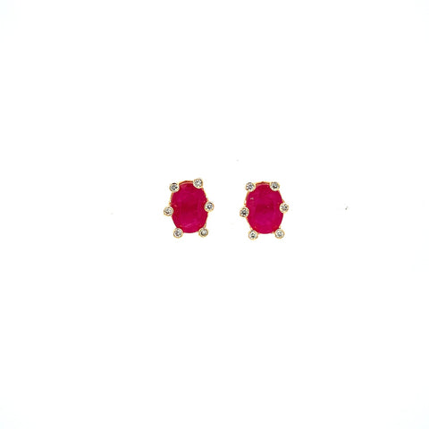 Ruby and Diamond Earring in 14K Yellow Gold - KGT 33558