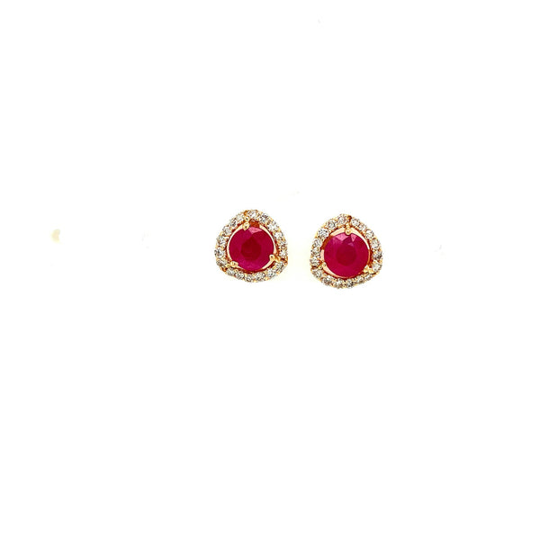 Ruby and Diamond Earring in 14K Yellow Gold - KGT 33576