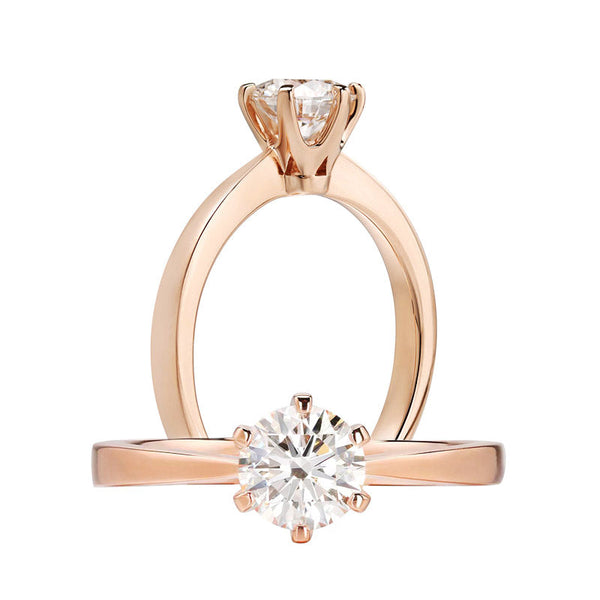 0.8 Carat Lab Grown Diamond Ring 6 Claws 14K Rose Gold LGR006-0