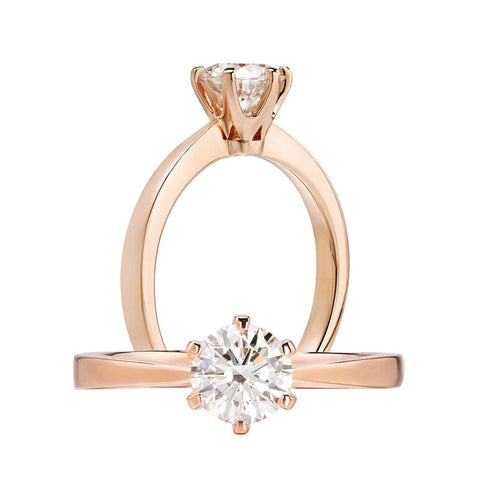 0.8 Carat Lab Grown Diamond Ring 6 Claws 14K Rose Gold LGR006-0