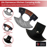 Live for Food Ulu Damascus Kitchen Camping Knife with Sheath-2