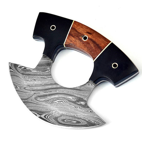 Live for Food Ulu Damascus Kitchen Camping Knife with Sheath-0