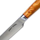 Ginza Steel MIA 12 Utility Knife 5” – Damascus AUS10, 67-Layer, Olive Wood Handle