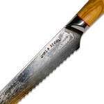 MIA Z | BREAD KNIFE 8" Damascus AUS10 Steel 67 Layer / Olive Wood handle