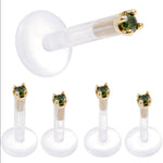 Solid 14K Yellow Gold 1.5mm Genuine Green Diamond Bioplast Push in Monroe