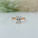 Elegant Radiant Cut Diamond 14K Solid Gold Solitaire Engagement Ring