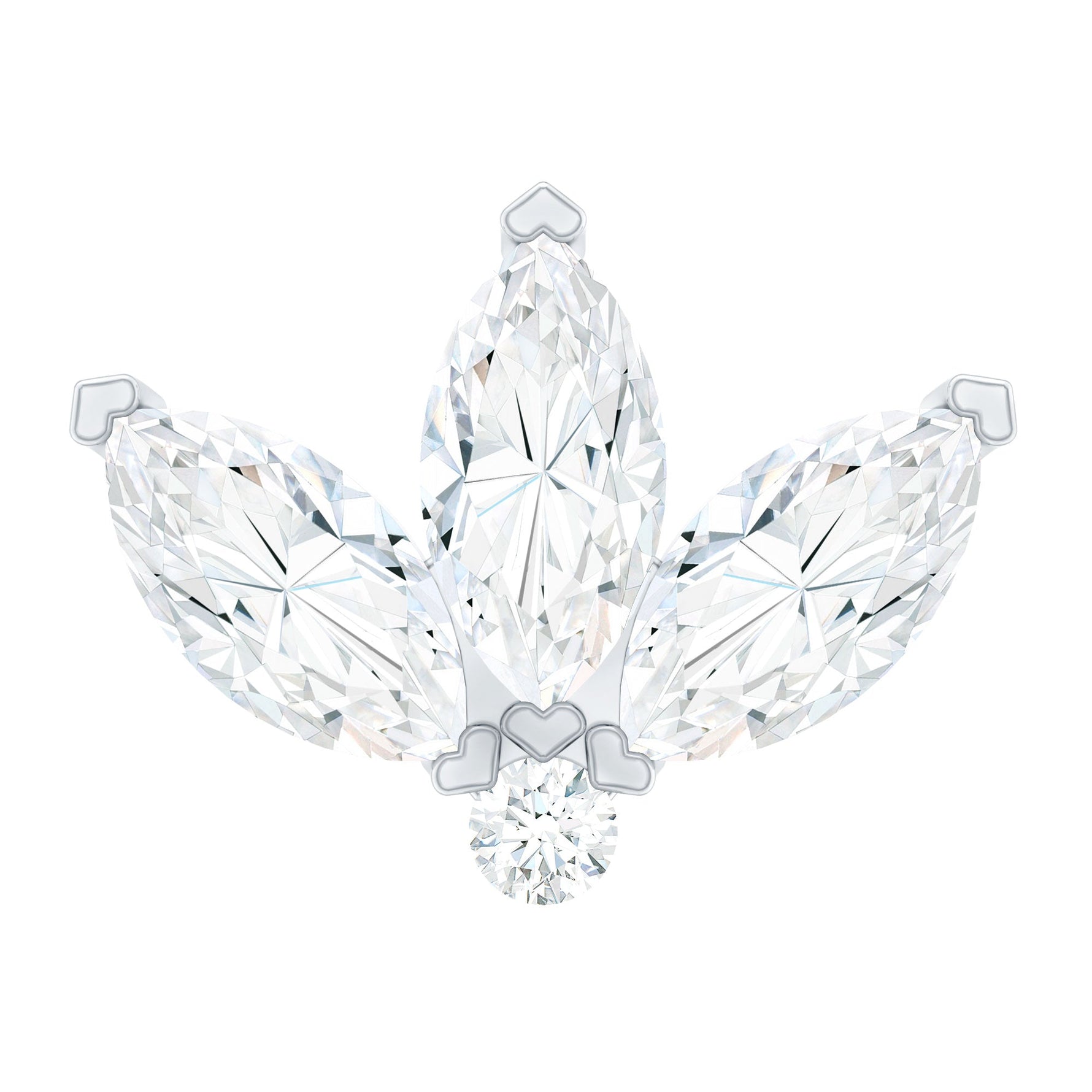 Marquise Cut Diamond Lotus Flower Earring for Cartilage Piercing