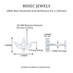 Marquise Cut Diamond Lotus Flower Earring for Cartilage Piercing