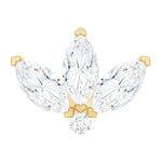 Marquise Cut Diamond Lotus Flower Earring for Cartilage Piercing