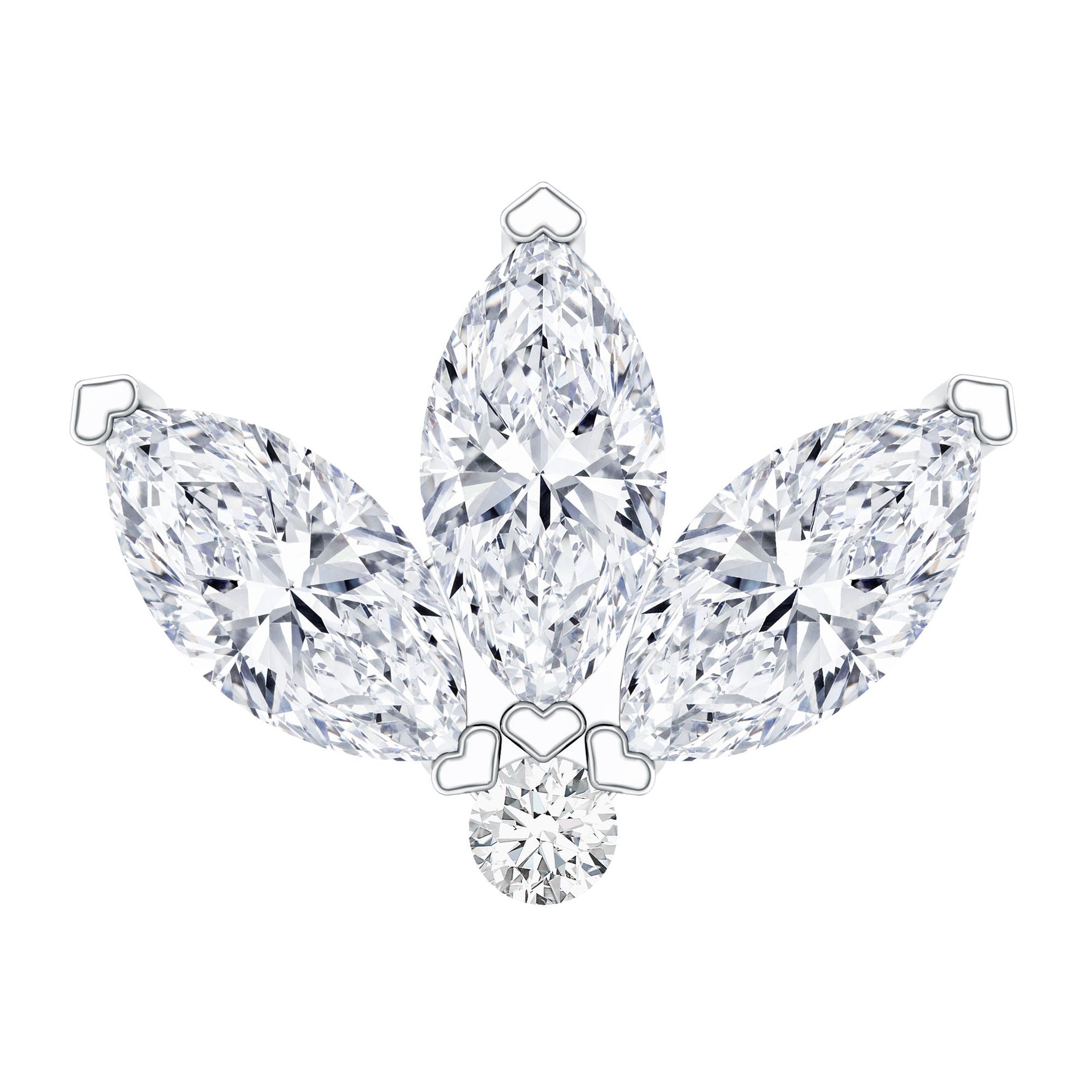 Marquise Cut Diamond Lotus Flower Earring for Cartilage Piercing