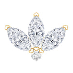 Marquise Cut Diamond Lotus Flower Earring for Cartilage Piercing