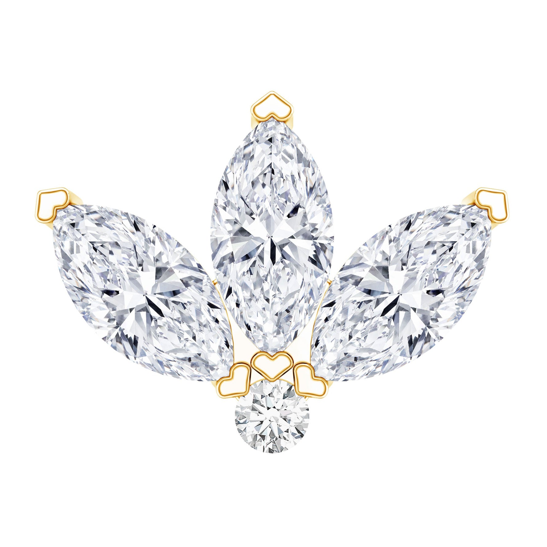 Marquise Cut Diamond Lotus Flower Earring for Cartilage Piercing