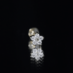 Minimalist Diamond Flower Tragus Earring with Flat Back