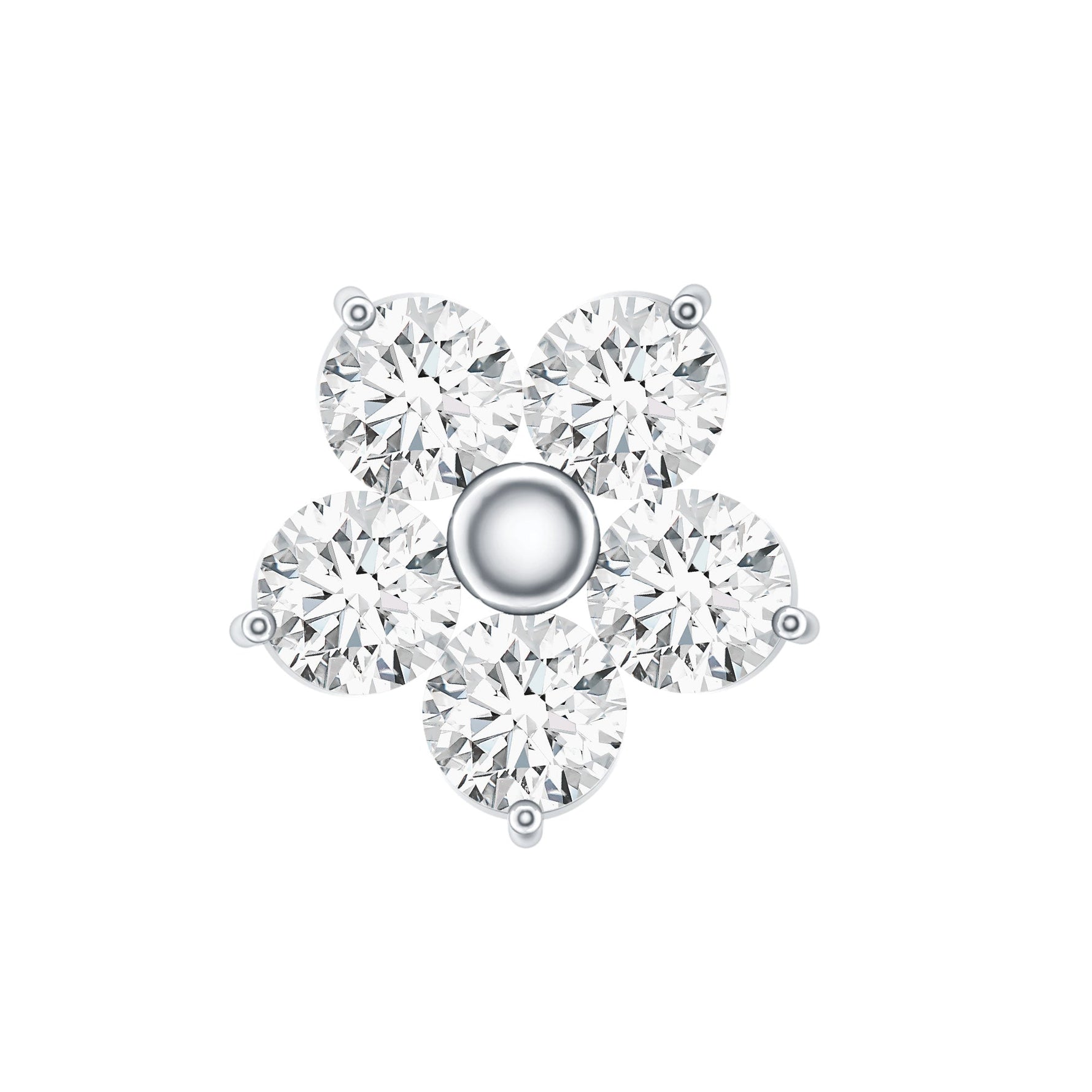 Minimalist Diamond Flower Tragus Earring with Flat Back
