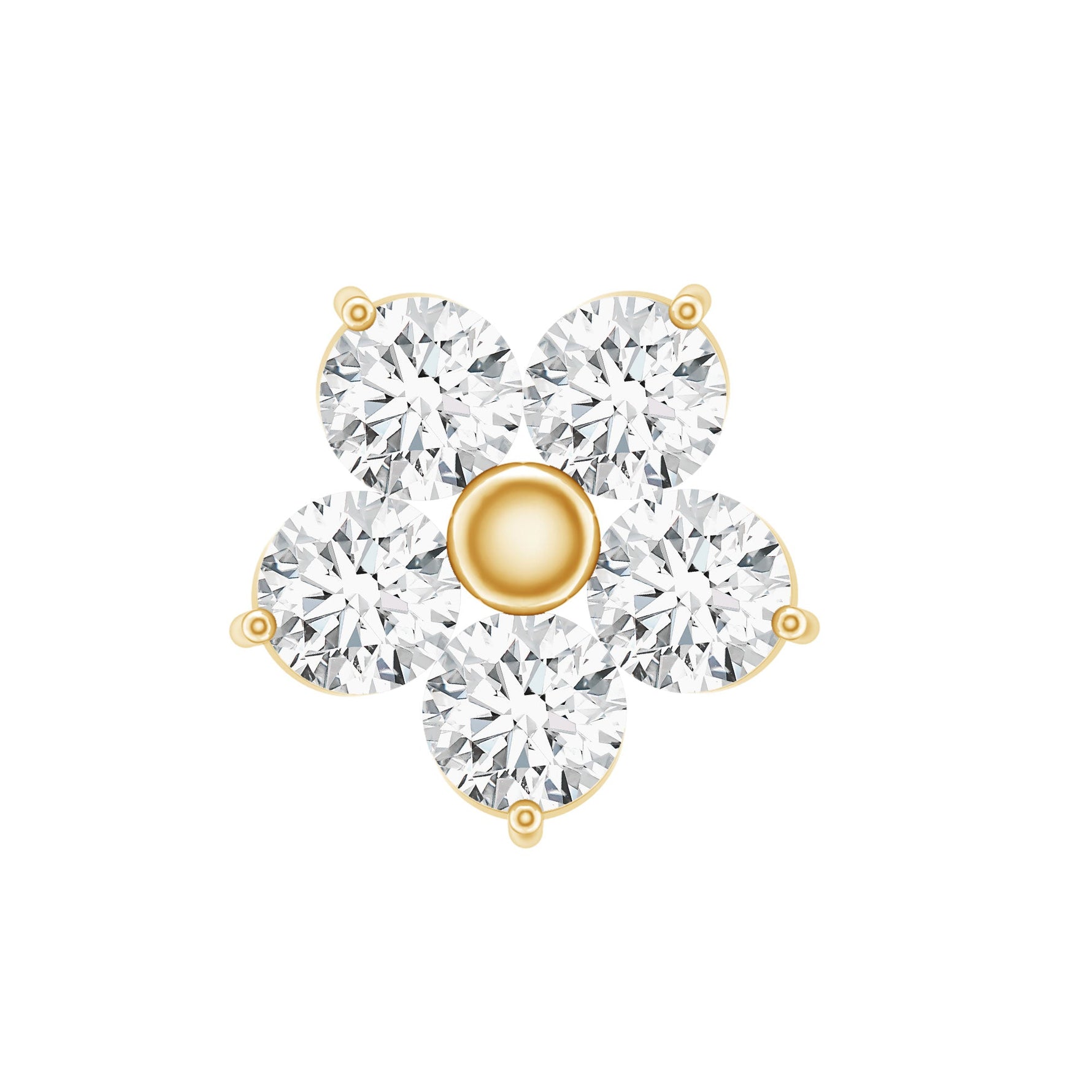 Minimalist Diamond Flower Tragus Earring with Flat Back