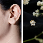 Minimalist Diamond Flower Tragus Earring with Flat Back