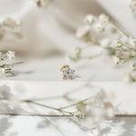 Minimalist Diamond Flower Tragus Earring with Flat Back