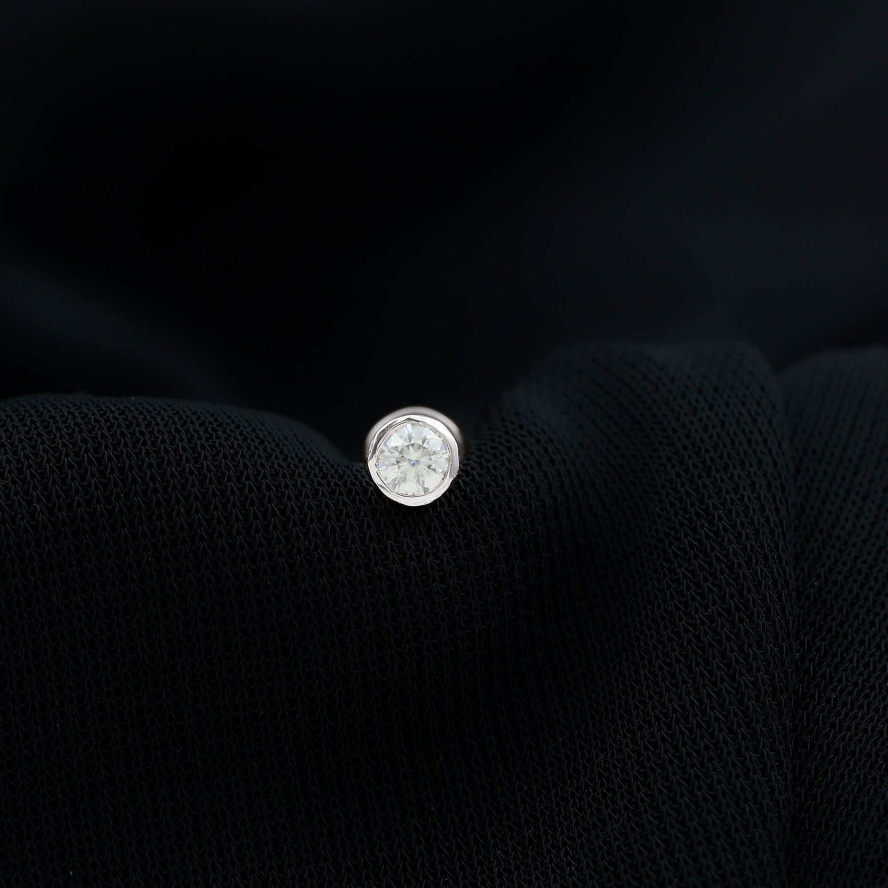 Bezel Set Diamond Cartilage Earring with Flat Back