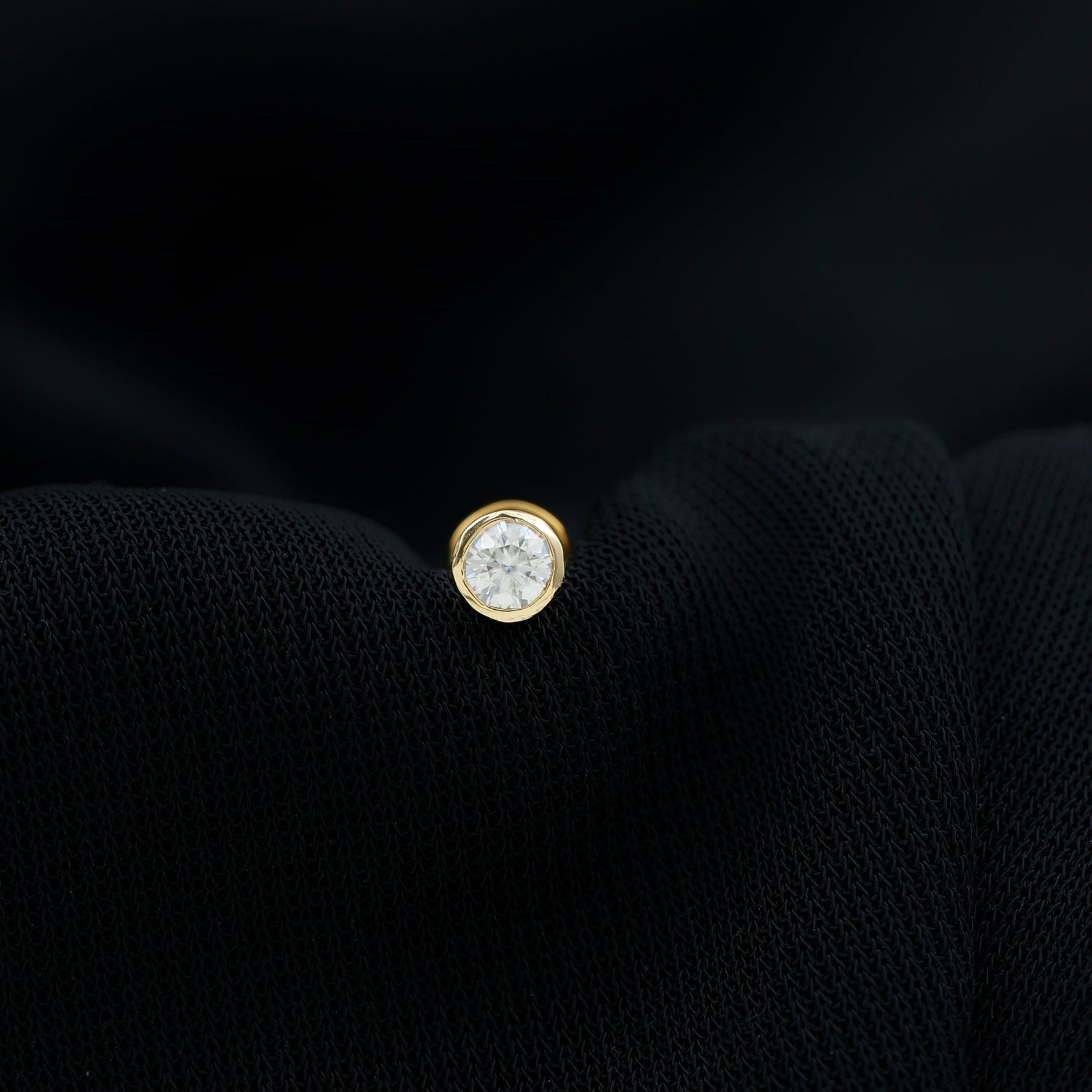 Bezel Set Diamond Cartilage Earring with Flat Back
