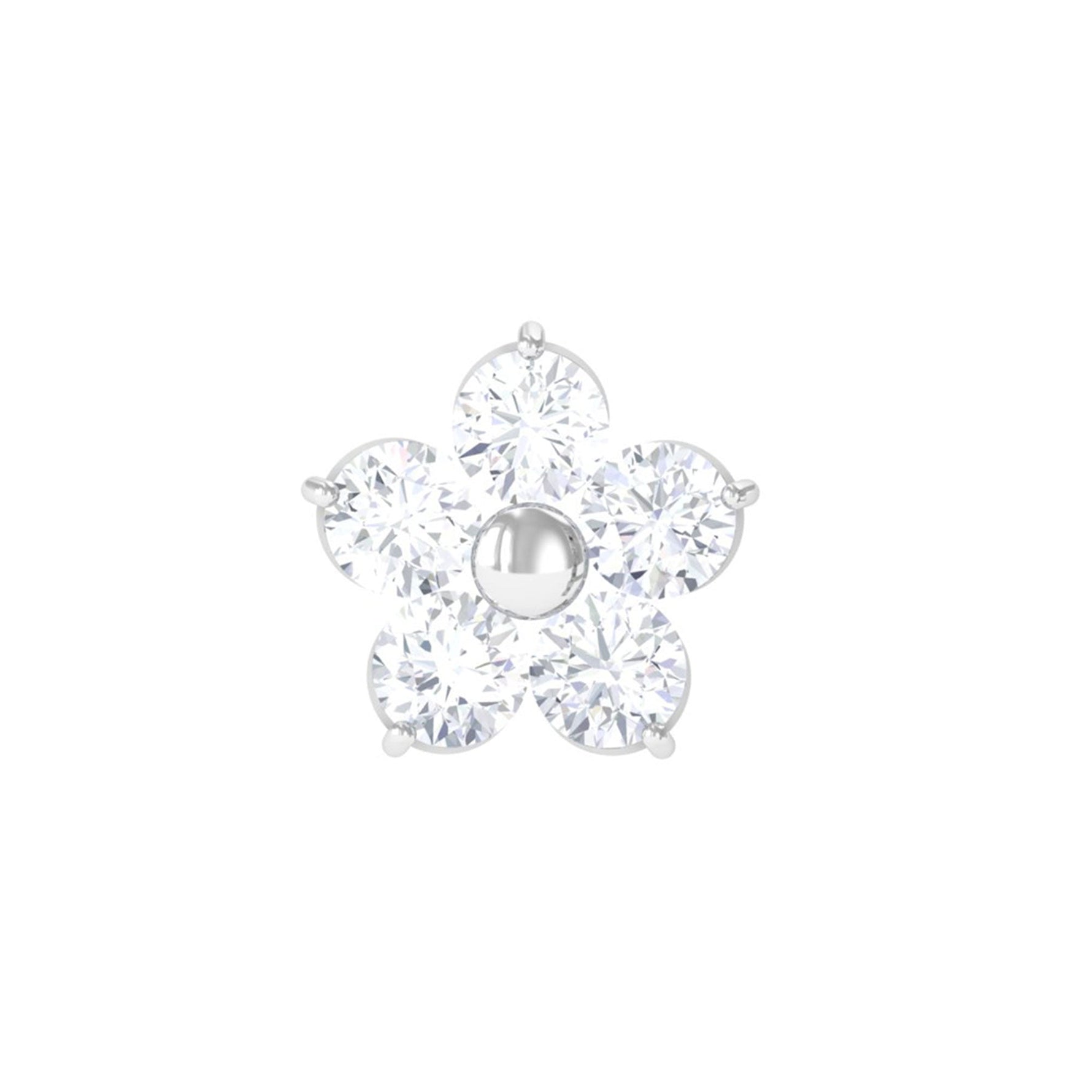 Minimalist Diamond Flower Tragus Earring with Flat Back