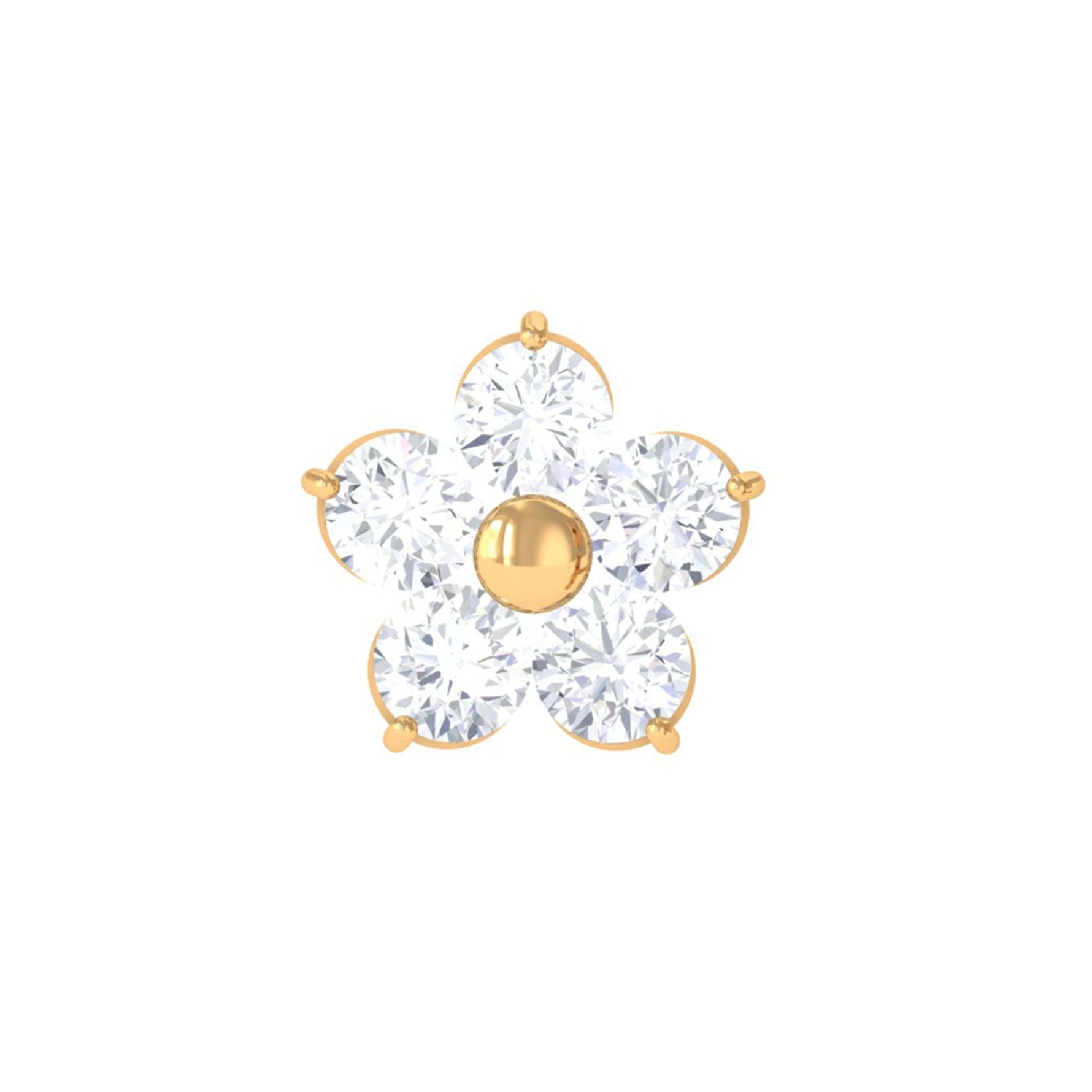 Minimalist Diamond Flower Tragus Earring with Flat Back