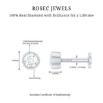 Bezel Set Diamond Cartilage Earring with Flat Back