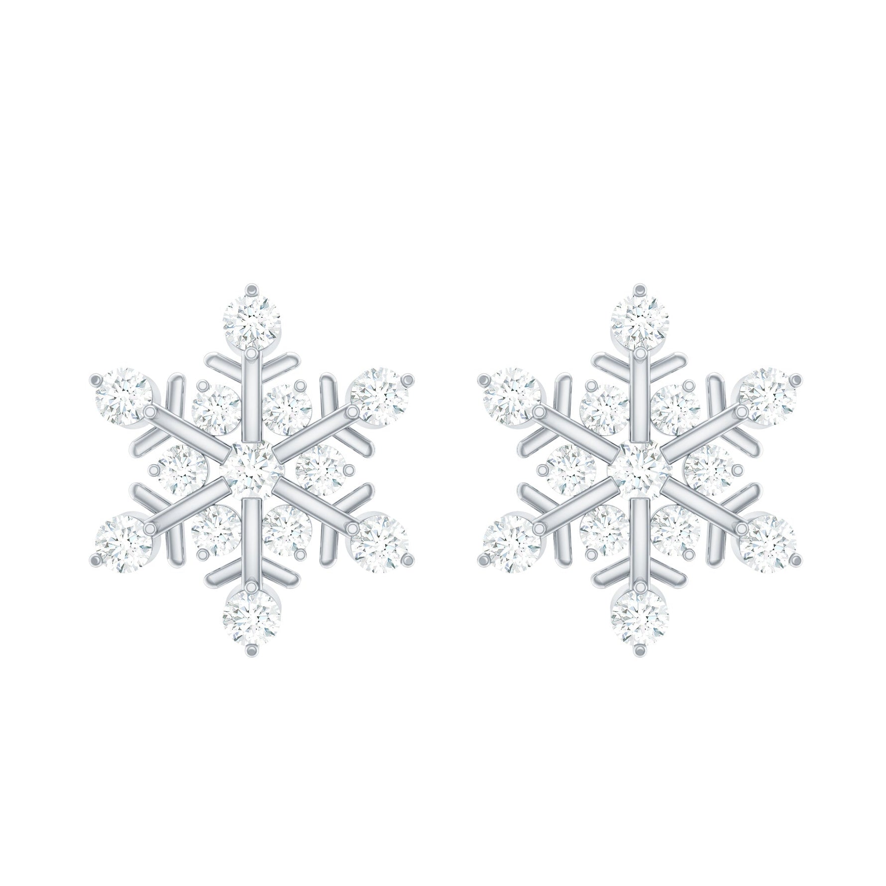 Certified Diamond Snowflake Stud Earrings with Screw Back