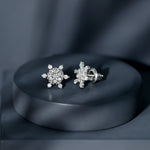 Certified Diamond Snowflake Stud Earrings with Screw Back